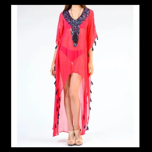Embellished Sheer Cover Up